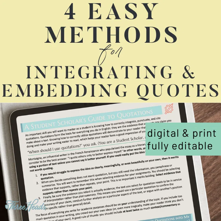 4 Easy Methods for Integrating and Embedding Quotes. Digital and print. Fully editable.