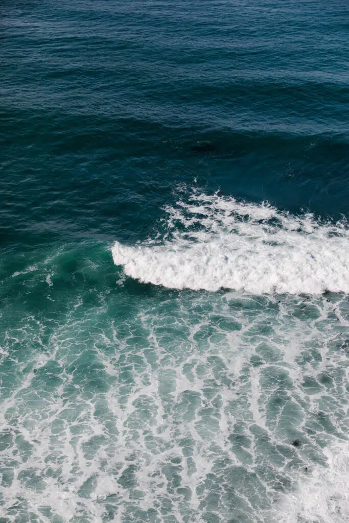 Crashing waves in the ocean.