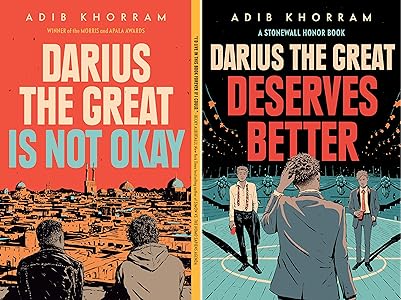 Image of book covers for Darius the Great is Not Okay and Darius the Great Deserves Better by Adib Khorram.