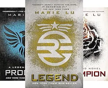 Image of three book covers from the Legend young adult book series by Marie Lu.