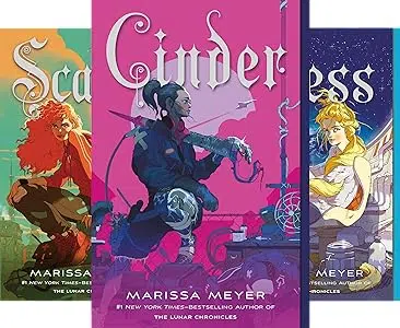 Image of covers for three of the books in The Lunar Chronicles book series by Marissa Meyer.