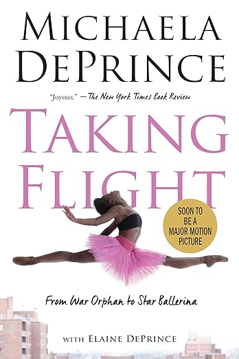 Book cover: picture of Michaela DePrince wearing bright pink tutu doing splits.