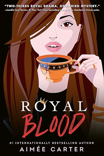 Mystery books for teens book cover: brunette female holding cracked tea cup to lips.