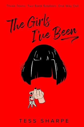 Book cover: Black wig, hand with black nail polish holding key ring.
