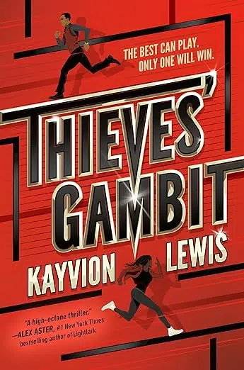 Book cover: male and female Black teens running through maze.