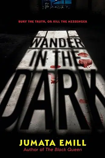 Book cover: shadow of window on concrete floor with tracking of bloody shoeprints.