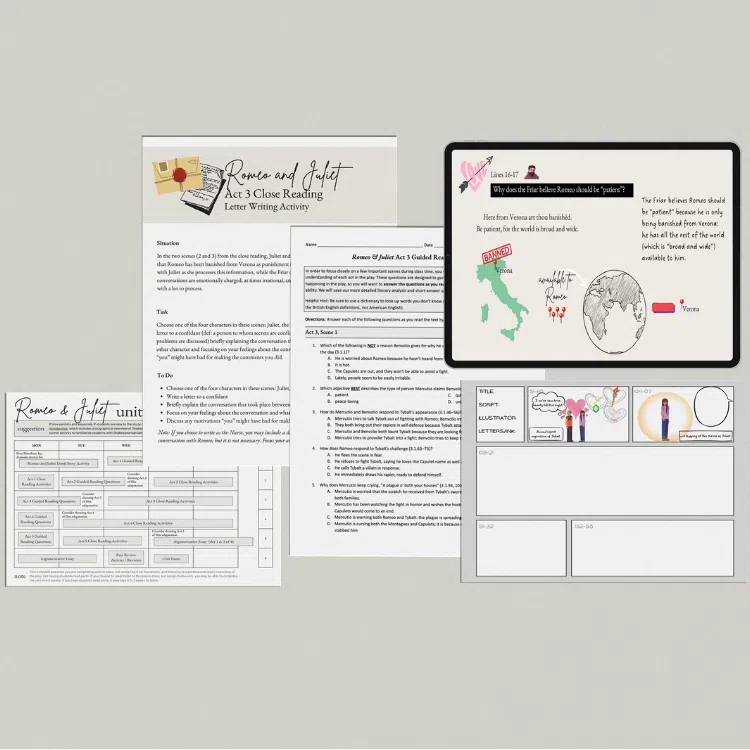 Blog - In the Classroom - Romeo and Juliet Lessons That Make Close Reading Manageable - romeo and juliet lessons