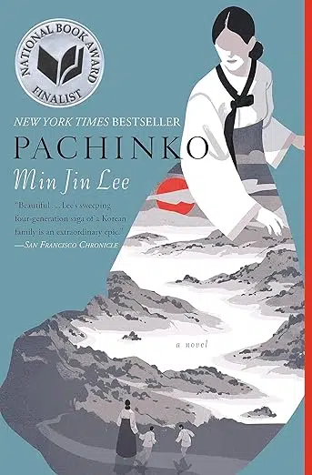 Book cover illustration of woman wearing a kimono with a mountain scene depicted on the fabric. At the hem, a woman and two small children.