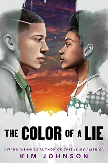 Book cover. Two Black teens, one male, one female gazing into each other's eyes.