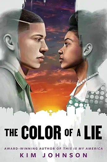 Book cover. Two Black teens, one male, one female gazing into each other's eyes.