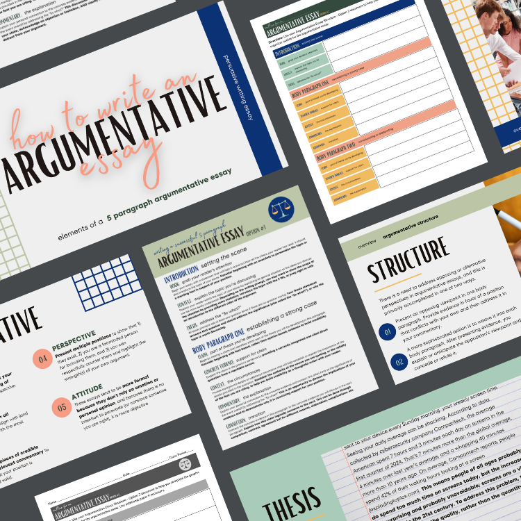 A resource to teach writing: Three Heads Argumentative Essay Writing outline, graphic organizer, and teacher presentation.