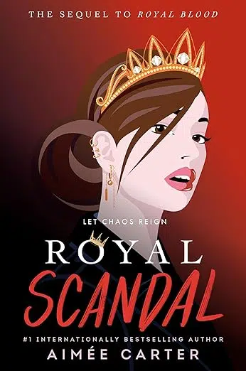 Royal Scandal by Aimee Carter book cover. Illustration of young brunette woman with multiple ear piercings wearing a diamond and gold tiara.