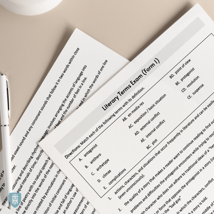 Image of Three Heads literary term exam resource.