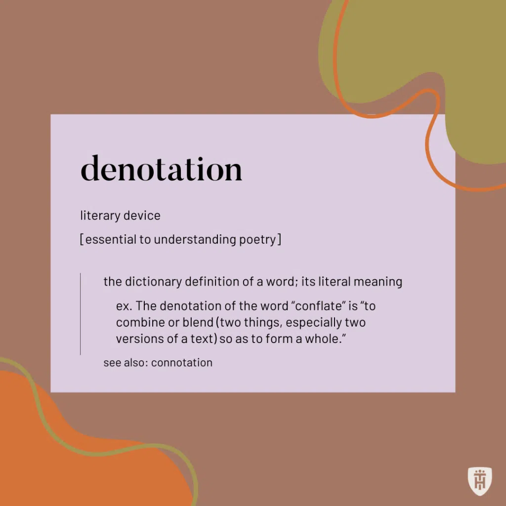 Image with definition of denotation and example. Text included in body of blog post.