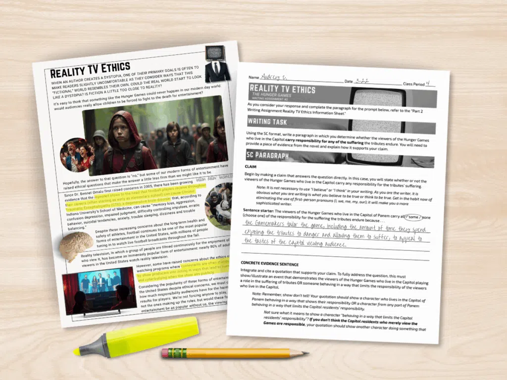 Image of Three Heads Hunger Games novel resource writing assignment Part 2, reality tv ethics.