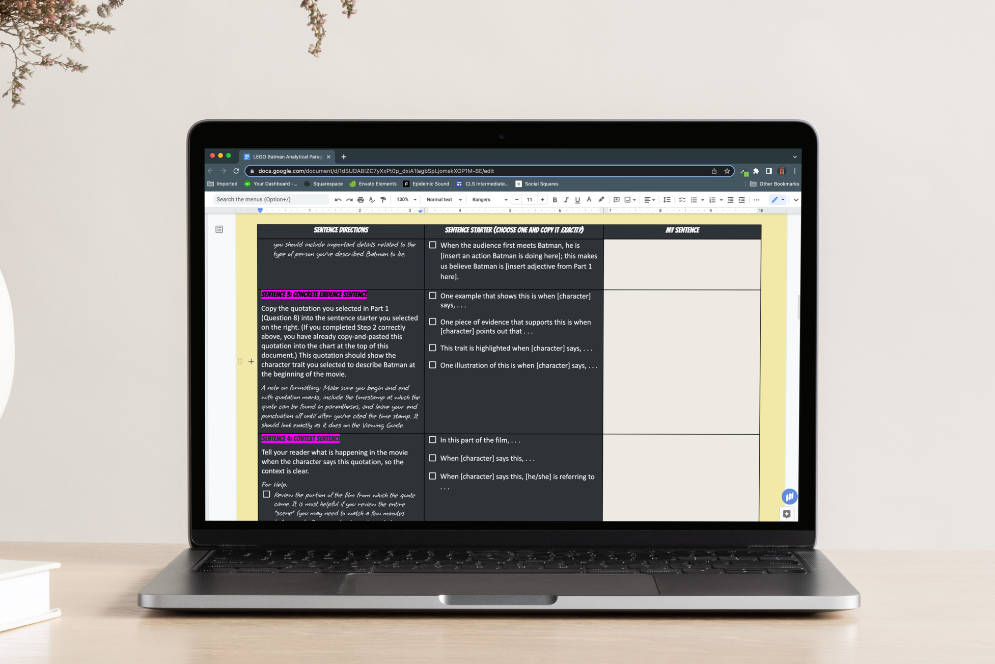 Graphic organizer writing activity for scaffolded paragraph.